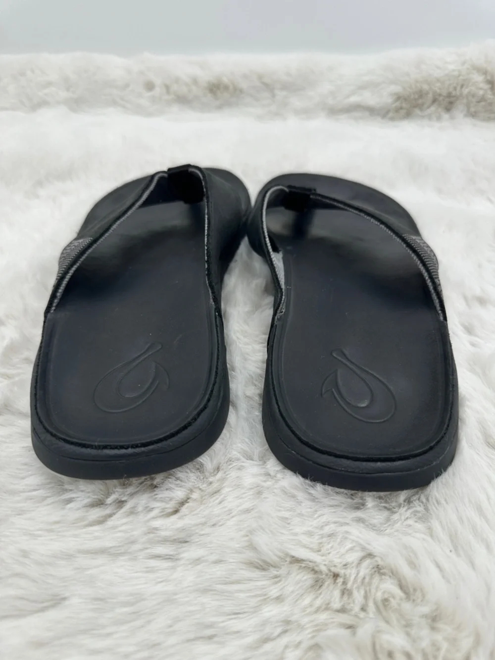 OluKai Tuahine Men’s Waterproof Leather Sandals black men’s flip flops Size 13